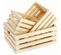 ZENFUN Juego de 3 cajas de madera con asas recortadas, caja de madera decorativa hecha a mano, caja de anidación, centros de mesa de hogar, 3 tamaños