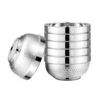 ZENFUN Paquete de 6 cuencos de acero inoxidable, cuencos aislados de doble pared de 17 onzas, cuencos redondos profundos de metal para bocadillos, helados, multiusos