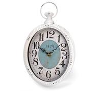 ZENFUN Reloj de pared retro ovalado, relojes silenciosos rústicos, elegante estilo vintage, diseño antiguo blanco, funciona con pilas, reloj de pared sin tictac para cocina, granja, oficina (11.25