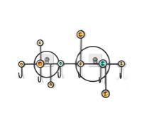 Zeng25liangOu-12 Ganchos múltiples Perchero de pared creativo con 6 ganchos, perchero decorativo for llaves, ideal for entrada, dormitorio y porche Ahorro de espacio(Negro)