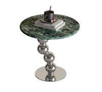 Zeng25liangOu-12 Sala de Estar Balcón Mesa Auxiliar de mármol, Mesa Redonda pequeña Minimalista, Base con Acabado Espejo, Esquina for sofá Sala Estar(Green,Grande)