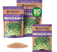 ZenGreens® - Semillas de mostaza Blanca ecológico - Elija entre 10g, 200g y 500g - brotes de sinapis alba - germinación de más del 97% - Microgreens