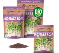 ZenGreens® - Semillas de mostaza roja ecológico - Elija entre 10g, 200g y 500g - brotes de mostaza roja - germinación de más del 97% - Microgreens
