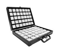 Zengrice - Caja de almacenamiento, para piedras preciosas y diamantes, caja de presentación, de piel sintética negra, vitrina con pantalla, transparente para colección, cristales brillantes, regalo de