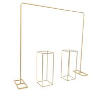 ZENGRICE Kit de fondo de boda dorado, soporte globos 2 x 2 m, 2 portaflores | Estructura robusta, montaje fácil, bodas cumpleaños banquetes, uso botánico, carga elevada, bases 50 x 23 cm