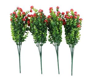 ZENGRICE Orquídeas artificiales, paquete de 4 unidades, plantas colgantes, arbustos verdes, para interior y exterior, fácil de cuidar y realista, decoración de salón, balcón, jardín