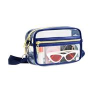 ZENGSING Bolso Bandolera Transparente PVC Bolsos Transparentes Autorizados para Estadios Neceser de Viaje Transparente para Conciertos Eventos Festivales (Azul)