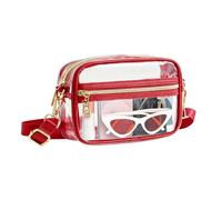 ZENGSING Bolso Bandolera Transparente PVC Bolsos Transparentes Autorizados para Estadios Neceser de Viaje Transparente para Conciertos Eventos Festivales (Rosa)