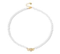 ZENGSING Corazón Colgante Collar Corazón del Amor Pulsera para Mujeres Niñas Perla Infinito Eternidad Amor Gargantilla Collares Infinito Pulseras Ajustable Joyería Set Regalos (Collar)