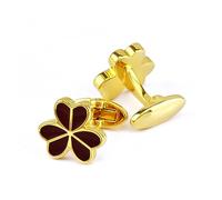 ZENGXJYCQINGJIANG Gemelos Camisa Hombre Camisa Gemelos Oro Dos Colores Trébol Flor Negocio Banquete Boda Hombres y Mujeres Gemelos Gemelos(Gold-Red)