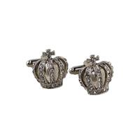 ZENGXJYCQINGJIANG Gemelos Camisa Hombre Gemelos de Corona de Diamantes de imitación Brillantes, Gemelos de joyería for Fiesta de Boda for Hombres y Mujeres Gemelos(Silver)
