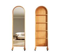 ZENGXJYCQINGJIANG revistero Suelo Expositor de revistas Retro, pie, for Libros, periódicos, Estante Almacenamiento, Giratorio, móvil, con Espejo Cuerpo Entero Soporte para revistas(A)