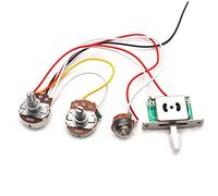 Zengxue Arnés De Cableado De Guitarra De 3 Pastillas Precableado Con A500k B500K Big Pots Convertidor De 5 Vías 1 Volumen 1 Tono guitar harness (Color : White cap)