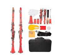Zengxue Rosa 17-Key BB Clarinet Abdominales Clarinet Cupronickel Chapado En Níquel Kit Con Clarinete + Cañas + Correa + Caso clarinete estudiante