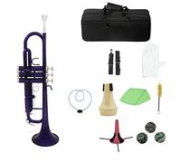 ZENGXUE Trompeta De Latón BB B Piso Con Boquilla Carrera Bolsa Sintonizador Mute Trompeta Soporte Guantes Herramientas De Limpieza Instrumento De Viento Trompeta estudiantil (Color : Purple)