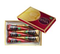 Zenia - Paquete de 6 conos de tinte para el cabello, pasta de henna 100 % natural, listos para usar, color marr n rojizo