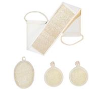 Zenidoo - Esponja exfoliante corporal de lufa natural (paquete de 4), almohadilla facial de lufa natural para baño y ducha, para mujeres y hombres, fabricada con almohadillas de lufa ecológicas y