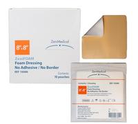 ZeniFOAM - Apósito de espuma de poliuretano de 8 x 8 pulgadas, sin borde, sin adhesivo, estéril, altamente absorbente para drenaje pesado de heridas, almohadilla antiadherente y sin pelusa, sin látex,
