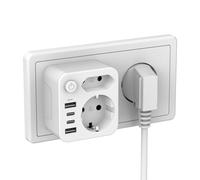 ZENIJUST Enchufe múltiple con 4 fuentes de alimentación USB, enchufe múltiple para enchufe USB, 2 adaptadores USB C y enchufe doble para enchufe, adaptador de enchufe
