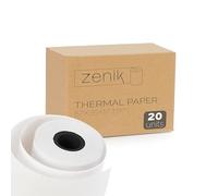 ZENIK | 20 Rollos de Papel Térmico Blanco 57x35x12mm. Sin BPA. Compatibilidad universal. Datáfono, TPV, Impresora Térmica 57mm, Recibos. Alta Durabilidad.