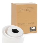 ZENIK | 60 Rollos de Papel Térmico Blanco 57x35x12mm. Sin BPA. Compatibilidad universal. Datáfono, TPV, Impresora Térmica 57mm, Recibos. Alta Durabilidad.