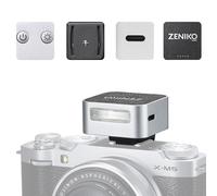 Zeniko ZF08 - Mini flash de aluminio Speedlite, CCT 6500 K ± 200 K para Canon, Nikon, Sony, Fuji, Leica y otras cámaras SLR con zapata de contacto único (plateado)
