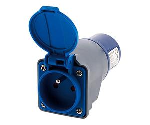 Zenitech - Adaptador Compacto IP44 A Prueba de Agua - Sin Cable Hembra 16A 2P+T a Macho CEE17 - Ideal para Camping y Actividades Náuticas - Conforme a la Norma CE - Azul