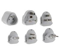 Zenitech - Set de 6 adaptadores de Viaje 5 enchufes Macho + 100 países - Bolsa Gratis - Blanco