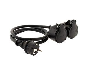 Zenitech - Alargador de doble cabezal para obra HO7RN-F 16A 3G1.5mm² Negro 1m