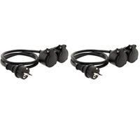 Zenitech - Alargador de Doble Cabezal para Obra HO7RN-F 16A 3G1.5mm² Negro 1m (Paquete de 2)