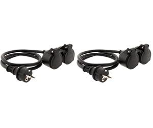 Zenitech - Alargador de Doble Cabezal para Obra HO7RN-F 16A 3G1.5mm² Negro 1m (Paquete de 2)