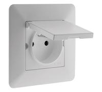 Zenitech Artezo - Toma de corriente impermeable IP44 2P+T 16A color blanco, diseño moderno y acabado mate, ideal para cocina, cuarto de baño, terraza, válvula de resorte, tratamiento UV