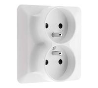 Zenitech - Base de enchufe doble 2P+T 16A monoposte Blanco - Artezo