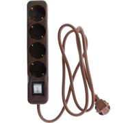 Zenitech Base múltiple 4 tomas Schuko 16A con interruptor Marrón