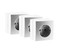 Zenitech, base Schuko 16A, color blanco o plata, pack de 3, compatible con molduras estándar, mecanismo extraíble, instalación rápida y sencilla, montaje en superficie