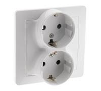 Zenitech, Base Schuko Doble Empotrada Blanca Orys - Conexión rápida con pestañas, Fijación con garra/tornillo, Montaje en caja de empotrar, Dimensiones compactas 3,4 x 8,8 x 8,8 cm