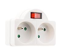 Zenitech - Biplite 16A 2P+T Con Interruptor Integrado - Toma De Corriente Para Instalación Fácil - Compatible Con Dispositivos Domésticos - Blanca - Longitud Estándar