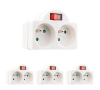 Zenitech - Biplite 16A 2P+T con Interruptor Integrado - Frente Blanco - Toma de Pared - Compatible con Aparatos Domésticos - Seguridad Eléctrica Óptima - Longitud Estándar (Paquete de 4)