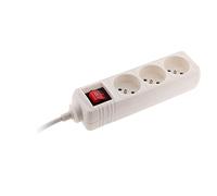 Zenitech - Bloque 3 Tomas 16A 2P+T con Interruptor - Regleta Compacta para Dispositivos Eléctricos y Lámparas - Cable HO5VV-F 3G1mm² - Certificado NF - Blanco - 1m