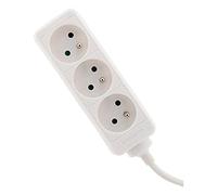 Zenitech - Bloque 3 Tomas 16A 2P+T con Seguridad Infantil - Cable HO5VV-F 3G1mm² 1m - Forma Compacta para Optimizar el Almacenamiento - Certificado NF para Dispositivos y Lámparas - Blanco - 1m