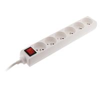 Zenitech - Bloque 6 Tomas 16A 2P+T con Interruptor - Regleta para Dispositivos Eléctricos y Lámparas - Seguridad Infantil - Cable HO5VV-F 3G1mm² - Blanco - 1m