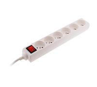 Zenitech - Bloque 6 Tomas 16A 2P+T con Interruptor - Regleta para Dispositivos Eléctricos y Lámparas - Seguridad Infantil - Cable HO5VV-F 3G1mm² - Blanco - 1m