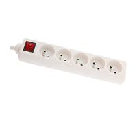 Zenitech - Bloque de 5 Tomas 16A 2P+T con Interruptor - Regleta Compacta con Seguridad Infantil - Cable 1 m HO5VV-F 3G1 mm² - Blanco - Ideal para Aparatos Eléctricos y Lámparas