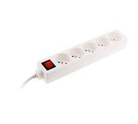Zenitech - Bloque de 5 tomas con interruptor y clavija extraplana Blanco 1m - NF