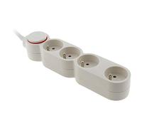 Zenitech - Bloque de vivienda 4 tomas 16A 2P+T con interruptor y clavija extraplana - Blanco - HO5VV-F 3G1 cable 1,5m