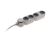 Zenitech - Bloque de vivienda 4 tomas 16A 2P+T con interruptor y clavija extraplana - Plata - HO5VV-F 3G1 cable 1,5m