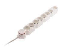 Zenitech - Bloque de vivienda 8 tomas 16A 2P+T con interruptor y clavija extraplana - Blanco - HO5VV-F 3G1 cable 1,5m