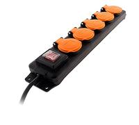 Zenitech - Bloque estanco IP44 5 tomas 16A 2P+T con solapas e interruptor - Cable HO5RRF 3G1 1,5m
