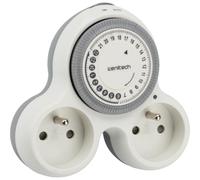 Zenitech Bolea - Biplite programable 2x16A con temporizador mecánico de 15 min - Potencia 3680W - Toma permanente y programable - Indicador LED - Tomas orientadas - Blanco