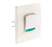 Zenitech - Botón Pulsador Indicador Borne-Auto Tornillo + Garras - Listo Para Instalar - Compatible Con Cajas Empotradas Estándar - Fijación Tornillo Y Garras - Blanco